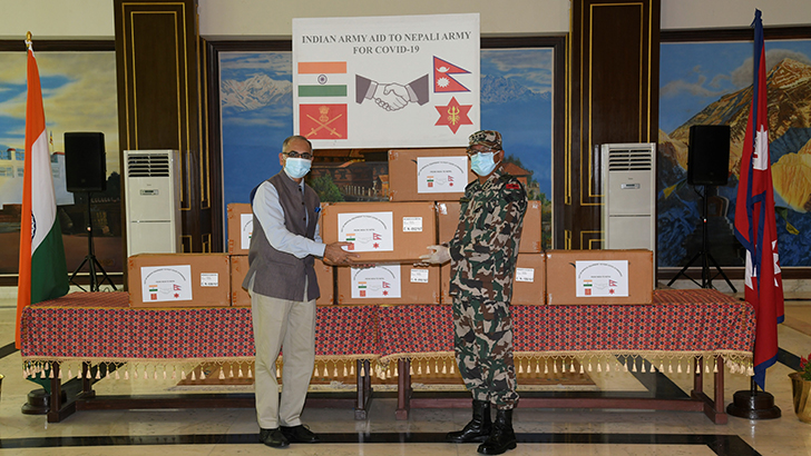 नेपाली सेनालाई स्वास्थ्य सामग्री सहयोग प्राप्त