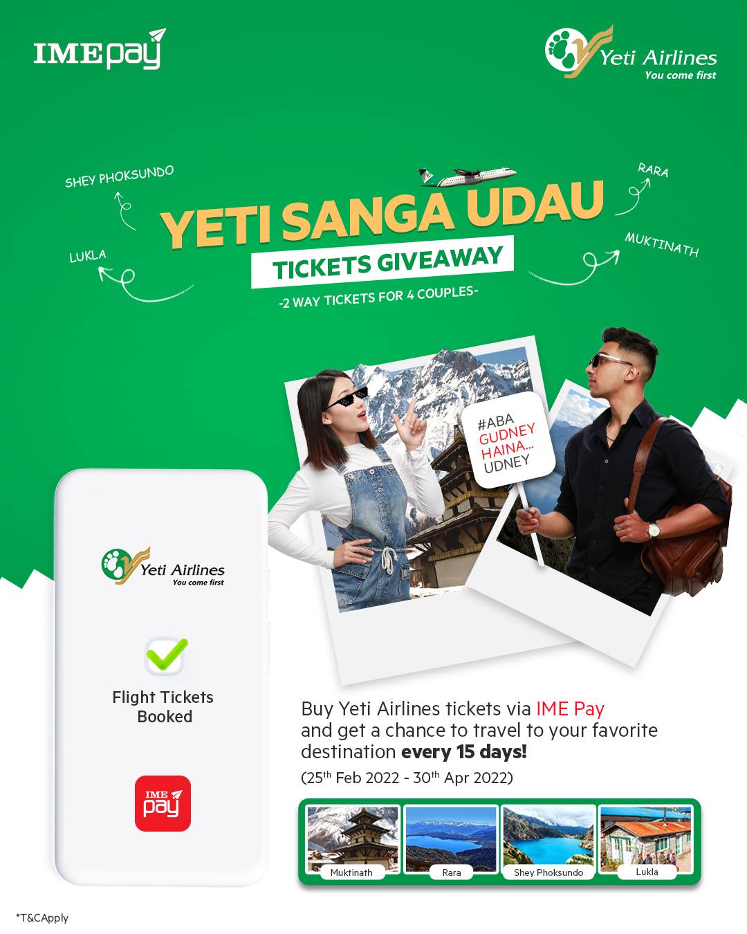 आईएमई–पेबाट यती एयरलाइन्सको टिकट काट्दा निःशुल्क टिकट पाउने मौका