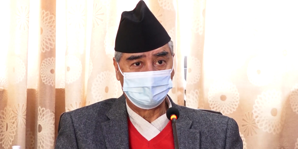 आज पत्रकार सम्मेलन गर्दै प्रधानमन्त्री देउवा