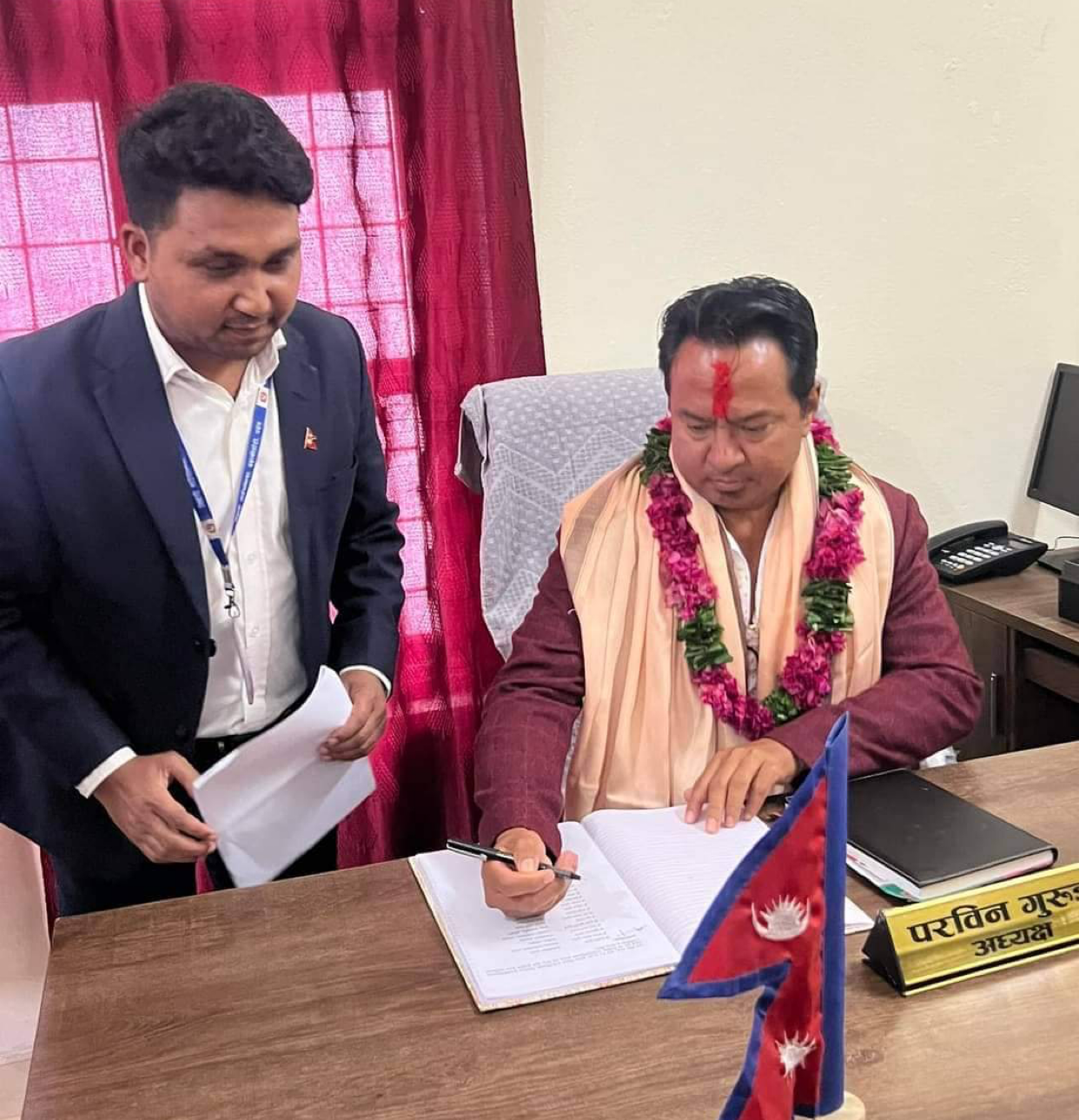 बिहादीका अध्यक्षमा कांग्रेसका गुरुङद्वारा पदभार ग्रहण 