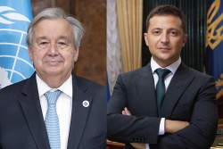 राष्ट्रसङ्घीय महासचिव र युक्रेनका राष्ट्रपतिबीच भेटवार्ता