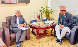 उद्योगमन्त्री भण्डारी र रोमानियाका राजदूत तानेबीच शिष्टाचार भेट