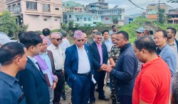 मन्त्री दाहालद्वारा बनेपाको डुबान क्षेत्र अवलोकन