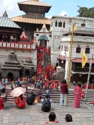 पशुपतिनाथको पूर्वी मूलढोका खोल्दा तीज बर्तालुको दर्शनमा सहज