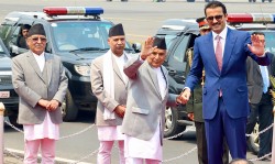 दुई दिने राजकीय भ्रमण सकेर स्वदेश फर्किए कतारी राजा थानी