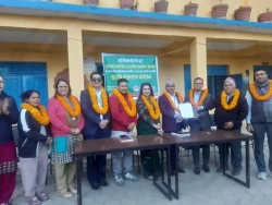 कृषि विकास बैंकद्वारा श्री चण्डिका देवी माध्यमिक विद्यालयलाई एक लाख रुपैयाँ सहयोग