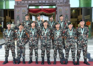 अन्तर्राष्ट्रिय सैन्य अभ्यासमा स्वर्ण पदक विजेता नेपाली सेनाको टोलीलाई जङ्गी अड्डामा सम्मान