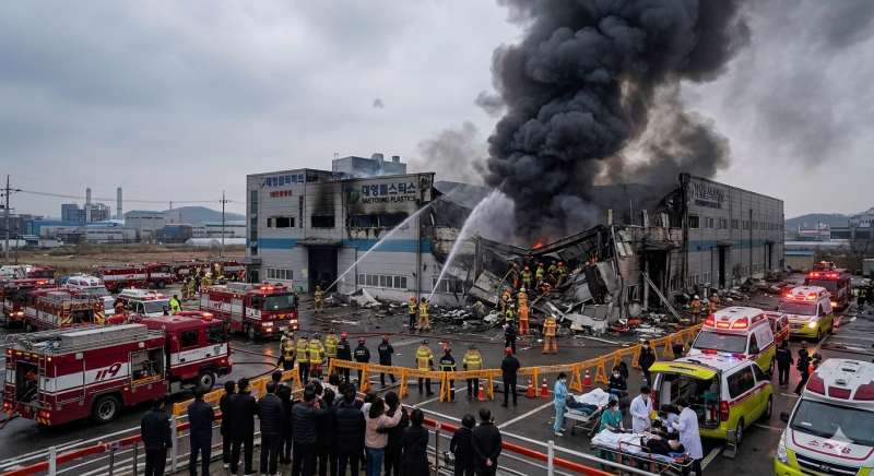 दक्षिण कोरियाको कारखानामा आगलागीः १४ जना बेपत्ता, २१ गम्भीर घाइते