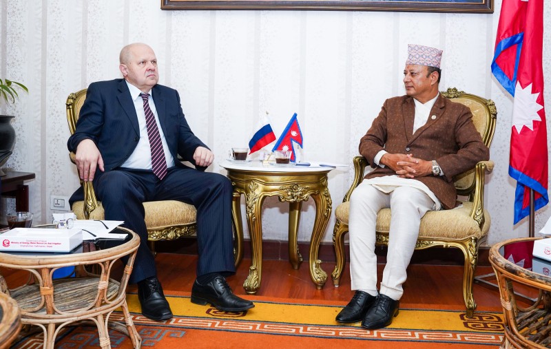  ऊर्जामन्त्री खड्कासँग नेपालका लागि रसियाका राजदूतको शिष्टाचार भेट