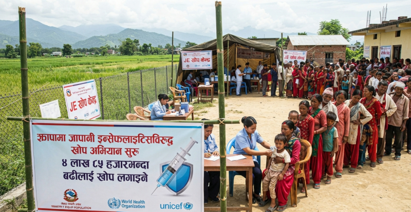 झापामा जापानी इन्सेफलाइटिसविरुद्ध खोप अभियान सुरु, ४ लाख ८५ हजारभन्दा बढीलाई खोप लगाइने