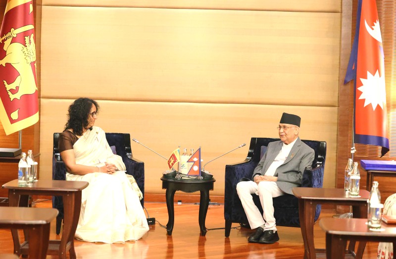  प्रधाानमन्त्री ओली र  श्रीलङ्काका प्रधानमन्त्री अमरासुरियाबीच भेटवार्ता