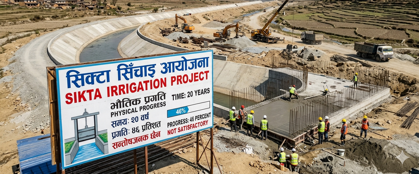 सिक्टा सिँचाइ आयोजनाः २० वर्षमा ४६ प्रतिशत भौतिक प्रगति